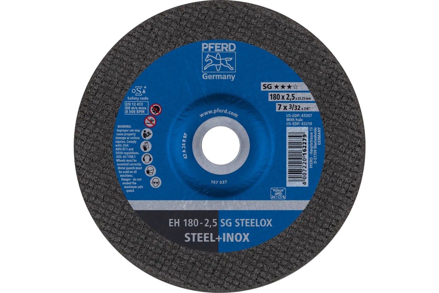 Picture of Pferd Cut-Off Wheel, 7" X 3/32 X 7/8, Sg Steelox, T27, Aluminum Oxide